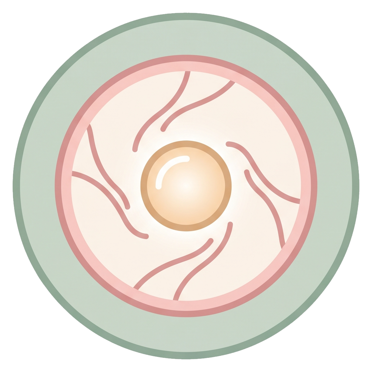 Ícono: célula con núcleo luminoso y fibras de colágeno — activación de fibroblastos